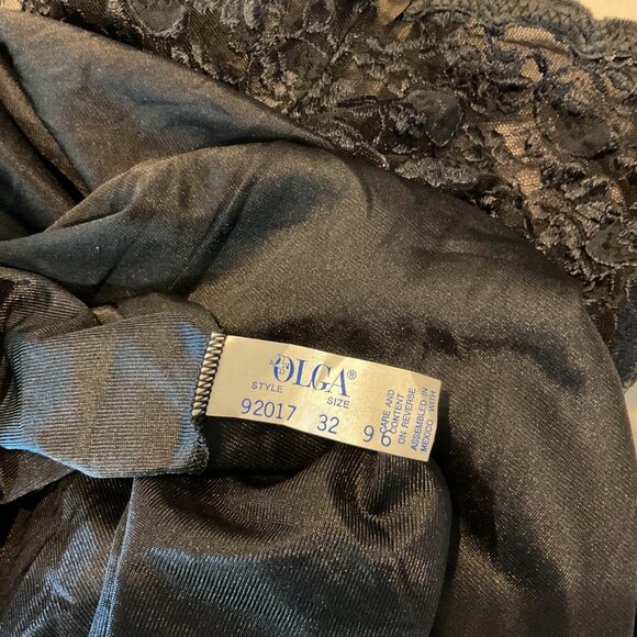 Vintage Olga Floral Lace Bodice Nightgown Sleeeveless Size 32 Black - Picture 9 of 9